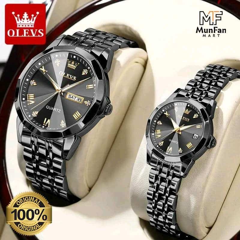 OLEVS 9931 Couple Watch Full Black