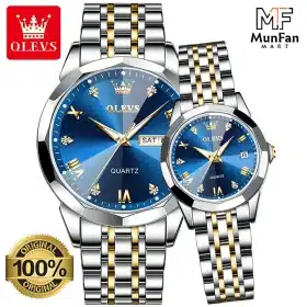 OLEVS 9931 Couple Watch Golden Blue