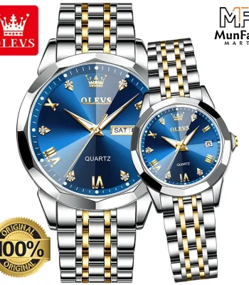 OLEVS 9931 Couple Watch Golden Blue