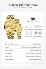 Olevs 9931 Couple Watch Golden Color
