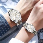 OLEVS 9931 Couple Watch Silver Golden