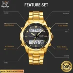SKMEI 2049 Dual Time Golden Black Multifunctional Man's Premium Watch - Image 2