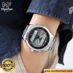 SKMEI 2049 Dual Time Silver Black Multifunctional Man's Premium Watch - Image 3