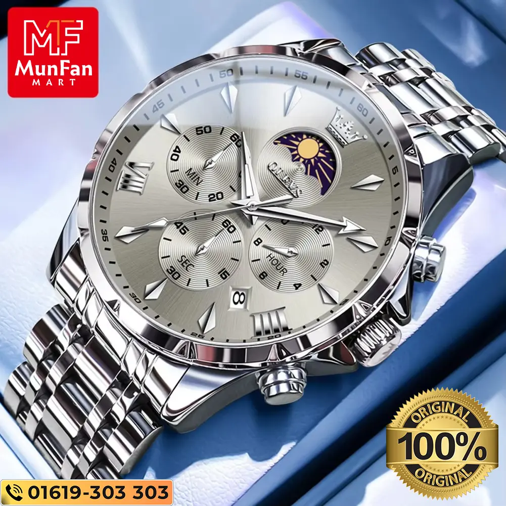 SG1 OLEVS 3653 Silver Gray Luxury Man’s Watch - Image 1