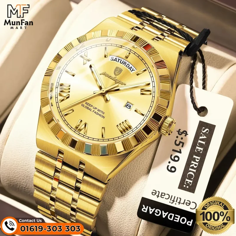 POEDAGAR 675 Full Golden Mans Watch