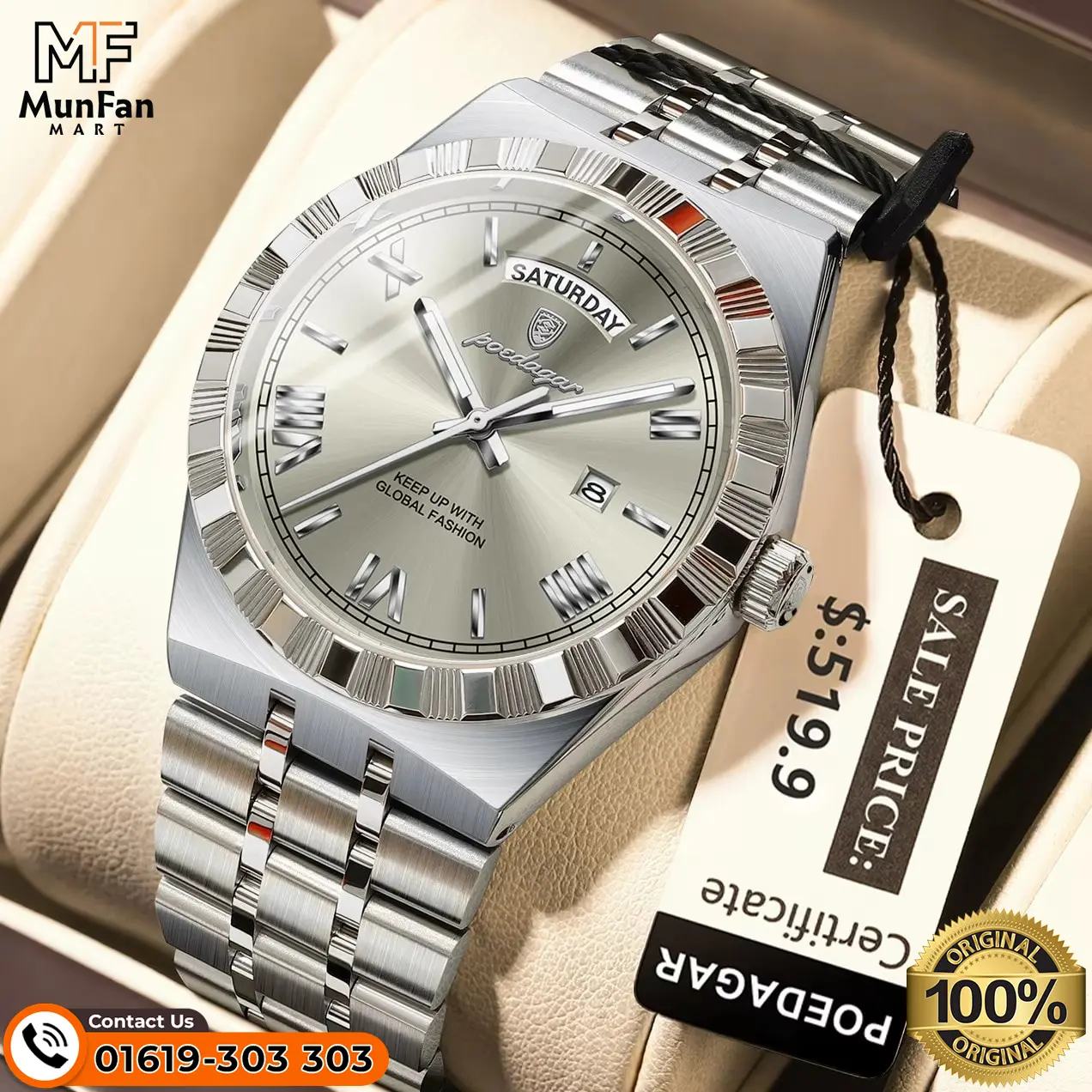 Poedagar 675 Silver Gray Mans Watch Poedagar 675 Silver Gray Mans Watch