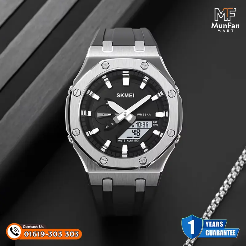 SKMEI 2243 Silver Black Premium Sports Watch