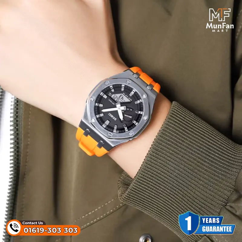 SKMEI 2243 Silver Orange Premium Sports Watch
