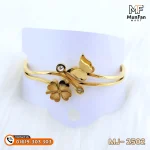 2502 Gold Plated Butterfly Flower 2 Stone PREMIUM Spring Bracelet