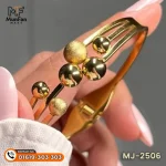 2506 Gold Plated 6 Pearl Beads LUXURY Spring Bracelet - Image 5