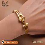 2506 Gold Plated 6 Pearl Beads LUXURY Spring Bracelet - Image 4