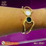 2507 Gold Plated Black & White Stone LUXURY Spring Bracelet - Image 3