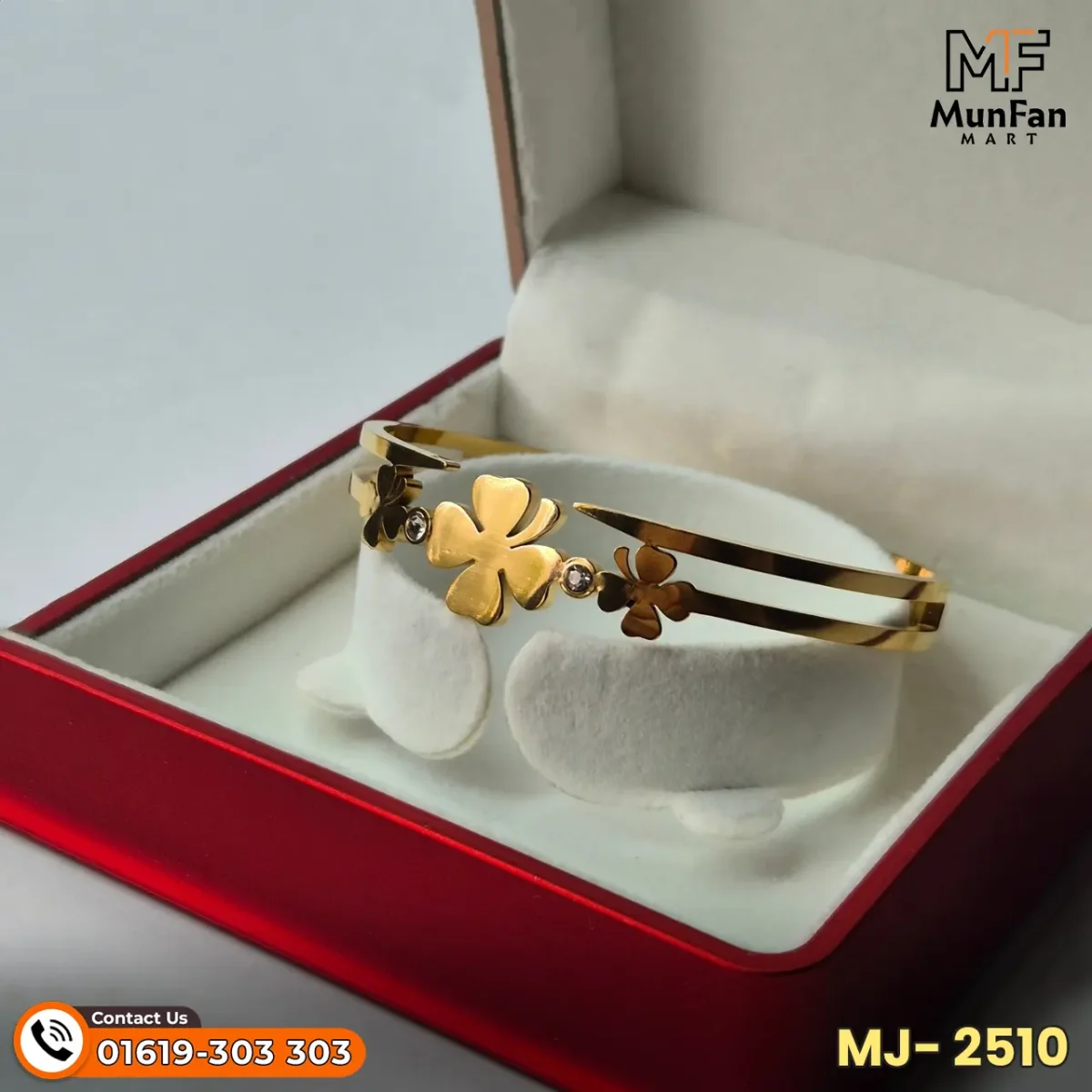 2510 Gold Plated 3 Flower LUXURY Spring Bracelet - Image 5