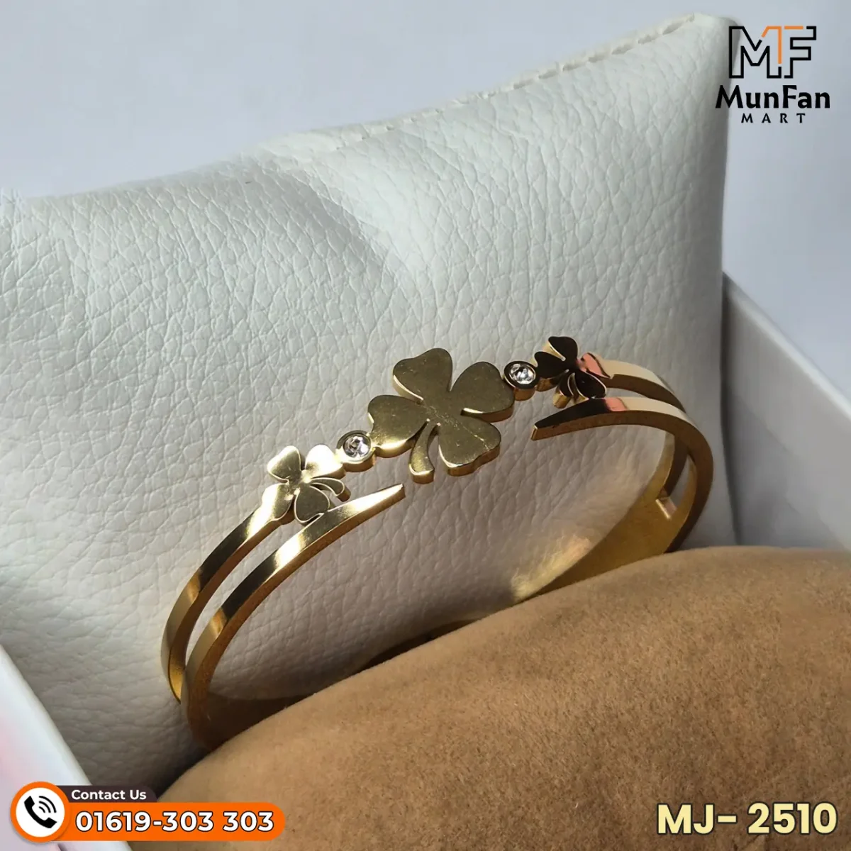 2510 Gold Plated 3 Flower LUXURY Spring Bracelet - Image 9