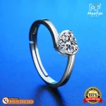 SS 925 White Stone Love Shape Finger Ring