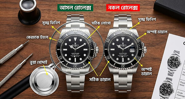 আসল ও নকল দামি ঘড়ি চেনার উপায়