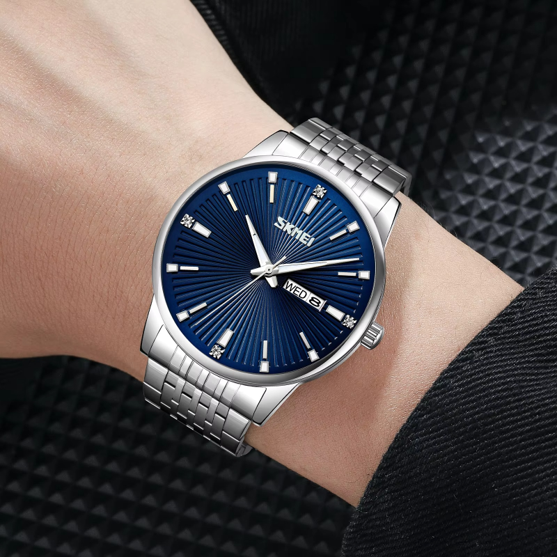 SKMEI 9323 Silver Blue Mans Watch