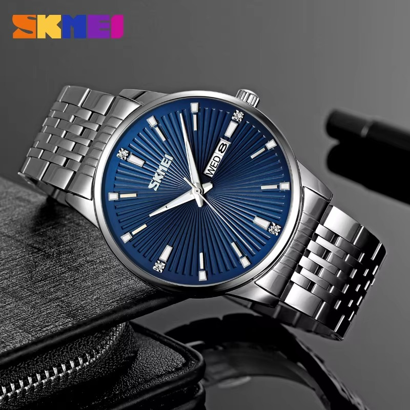 SKMEI 9323 Silver Blue Mans Watch