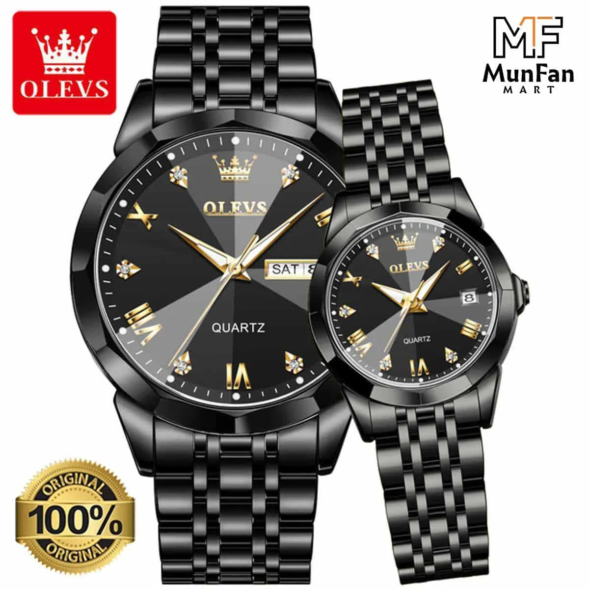 OLEVS 9931 Couple Watch Full Black