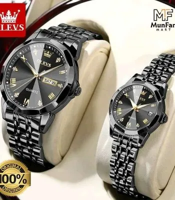 OLEVS 9931 Couple Watch Full Black