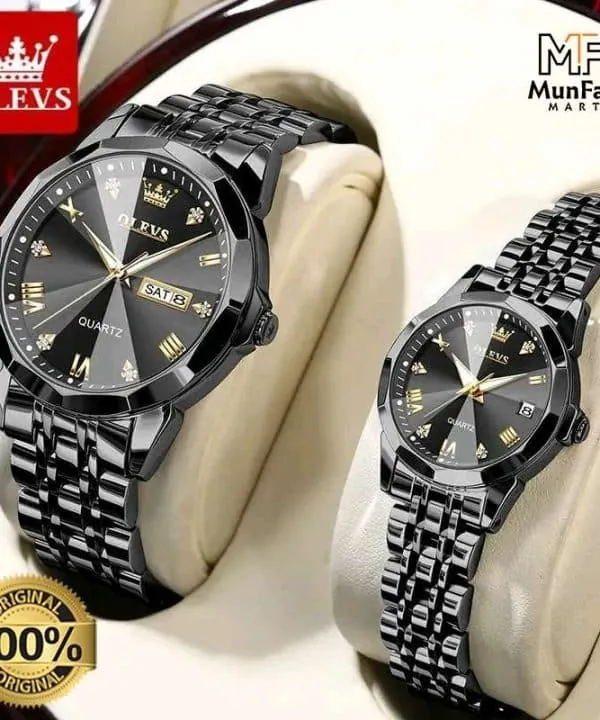 OLEVS 9931 Couple Watch Full Black