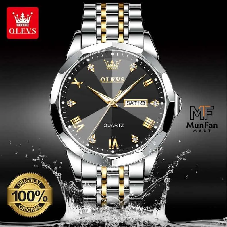 OLEVS 9931 Man"s Premium Watch Golden Black