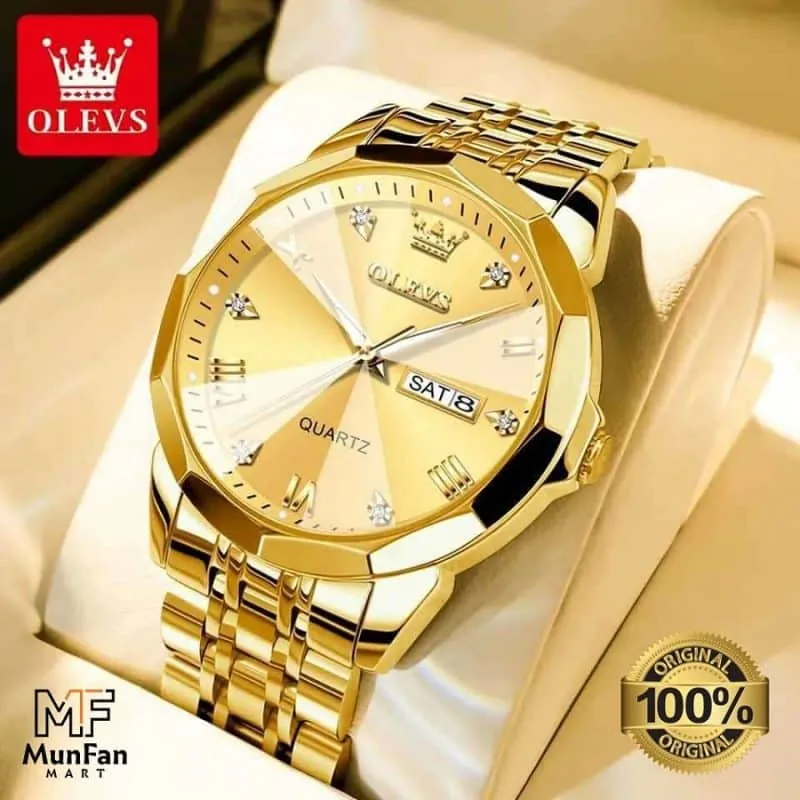 OLEVS 9931 Man's Premium Watch Full Golden