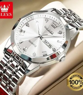 OLEVS 9931 Premium Man’s Watch Full Silver