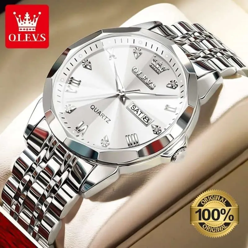 OLEVS 9931 Premium Man’s Watch Full Silver