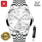 OLEVS 9931 Premium Man’s Watch Full Silver