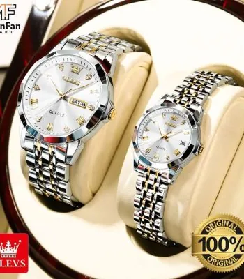 OLEVS 9931 Couple Watch Silver Golden