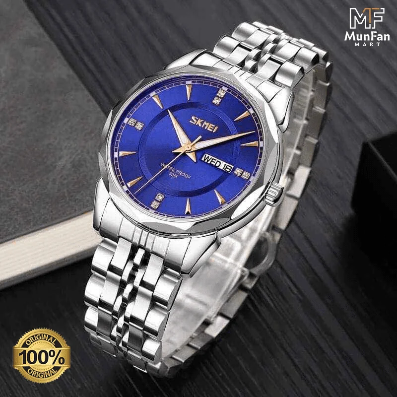 SKMEI-9268-Silver-Blue-Premium-Luxury-Mans-Watch