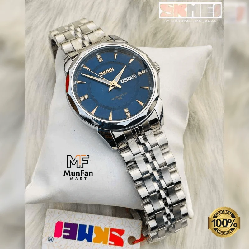 SKMEI-9268-Silver-Blue-Premium-Luxury-Mans-Watch