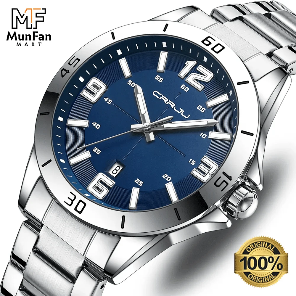 Original CRRJU 5003 Man's Watch Silver Blue Color