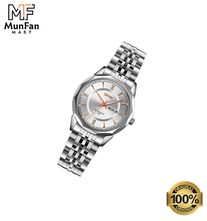 SKMEI 9268 Full Silver Premium Luxury Womans Watch