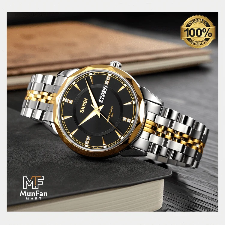 SKMEI-9268-Golden-Black-Premium-Luxury-Mans-Watch