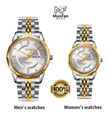 SKMEI-9268-Golden-Silver-Premium-Luxury-Couple-Watch