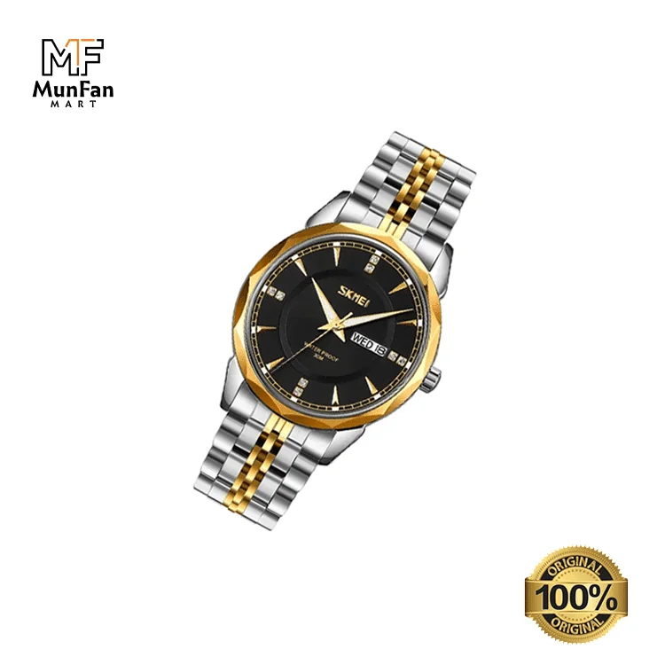 SKMEI-9268-Golden-Black-Premium-Luxury-Womans-Watch